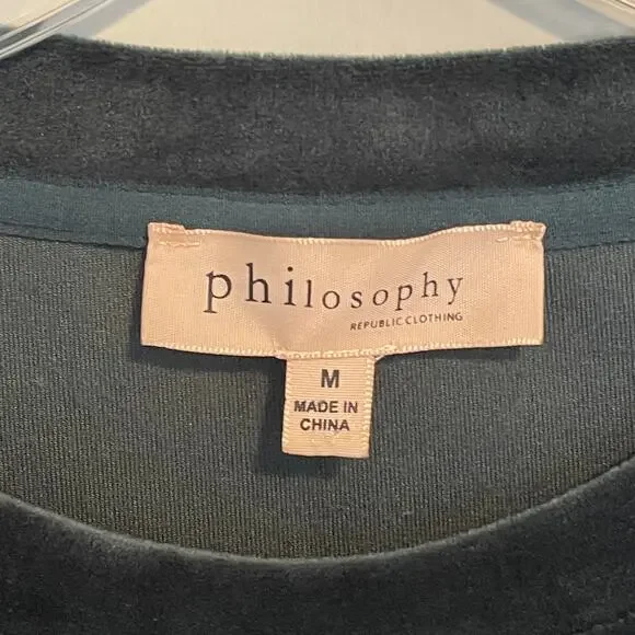 Philosophy Velveteen Bell Sleeve Top Womens Medium Green Soft Whimsigoth Fairy - Picture 5 of 9